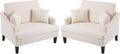 Bezseller Oversized Accent Chairs Set of 2 41'' Wide Accent Chairs with 2 Pillows for Living Room &amp Bedroom Modern Reading Chair Upholstered Single Sofa Chair Comfy Living Room Chair Beige