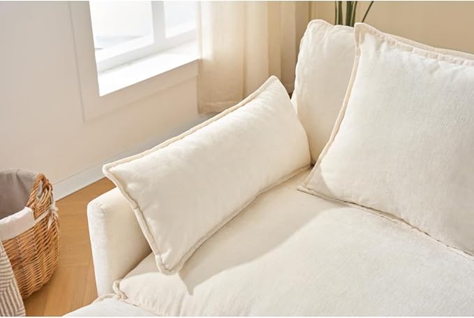 39.4 Modern Accent Chair with Ottoman Living Room Club Chair Chenille Upholstered Armchair Reading Chair for Bedroom (Beige + Fabric + Plastic + Steel + Wood + Foam + 1 Seat)