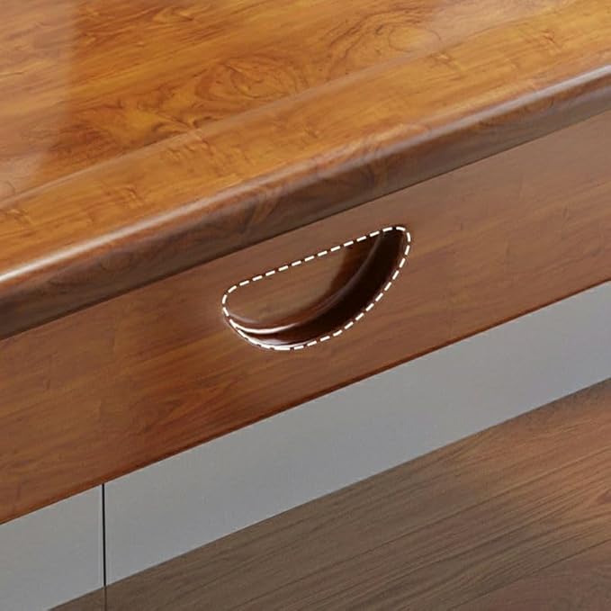 RUNNUP Modern Wood Writing Desk with 2 Drawers 55 Home Office Desk Simple Study Desk for Small Spaces Without Chairs Nut-Brown