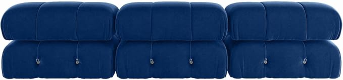 104 Velvet Modular Sectional Sofa Luxury Modern 3-Seater Sectional Couches for Living Room Bedroom Office Apartment (Blue)