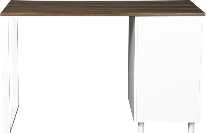 Modern Design Teacher Desk with File Drawer Desk with Locking Drawers by Crafts and Comfort (47 Inch) (Walnut and White)