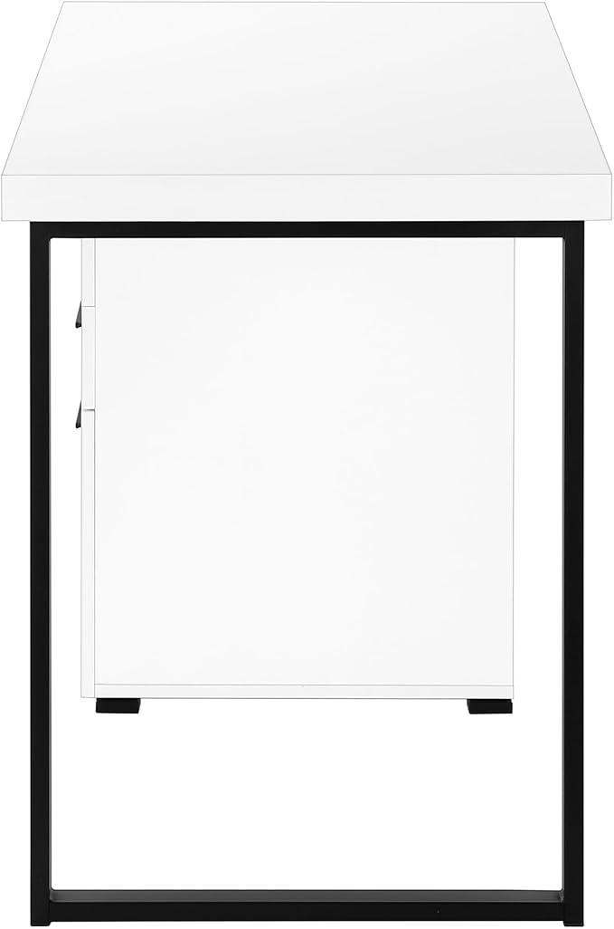 Computer Desk Home Office Laptop Left Right Set up Storage Drawers 48 l Work White Laminate Black Metal Contemporary Modern