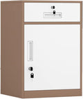 HASMI Filing Cabinet File Cabinet with Lock Under Desk Metal Filing Cabinet 1 Drawer and 1 Cabinet File Cabinet for Legal/Letter/A4 File Fully Assembled Storage Cabinet (Color : Coffee Color)