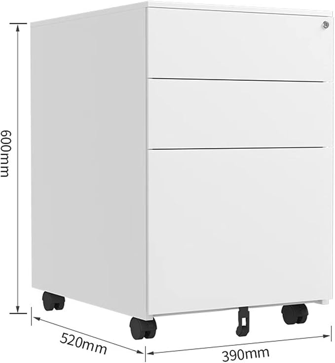 HASMI Filing Cabinet 3 Drawer Storage Cabinet Metal Mobile File Cabinet Under Desk with Wheels Printer Stand for Home Office White Storage Cabinet yuqing2022