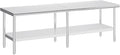 Jocisland 30 x 108 Stainless Steel Table for Prep &amp Work NSF Certified Adjustable Under Shelf and Feet for Commercial Kitchen Restaurant Hotel Garage