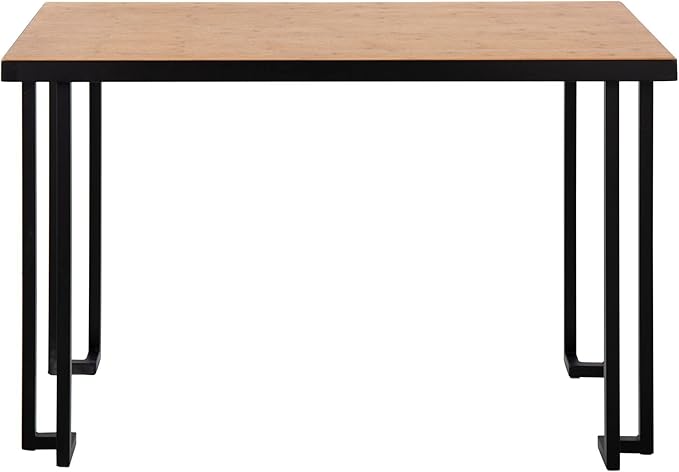LumiSource Roman Natural Wood Desk Home Office Desk Computer Desk Black Desk Small Desk for Bedroom Gaming Desk Contemporary Desk