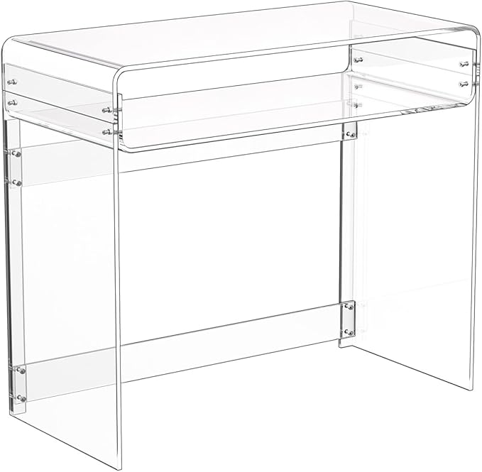 VEVOR Acrylic Desk Clear Laptop Study Desk with Storage Shelf Modern Transparent Console Table for Home Office Living Room Bedroom Entryway 33.5 W x 15.7 D x 29.5 H