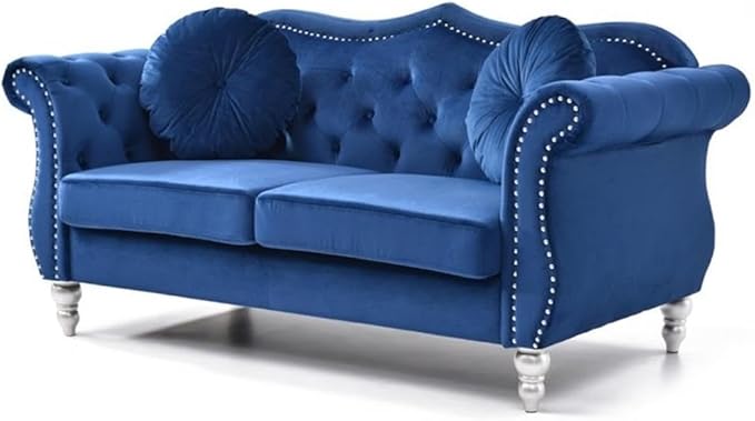Glory Furniture Hollywood Velvet Loveseat in Navy Blue