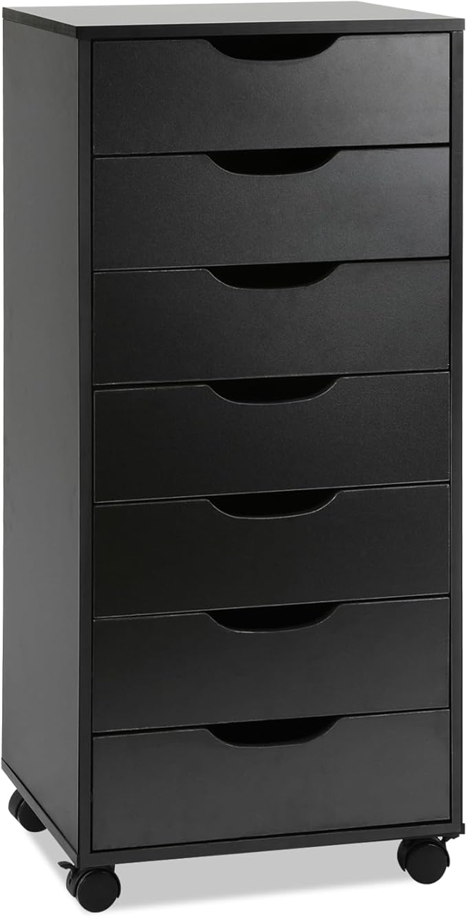TUSY Vertical File cabinets with Caster Wheels for Home Office Black