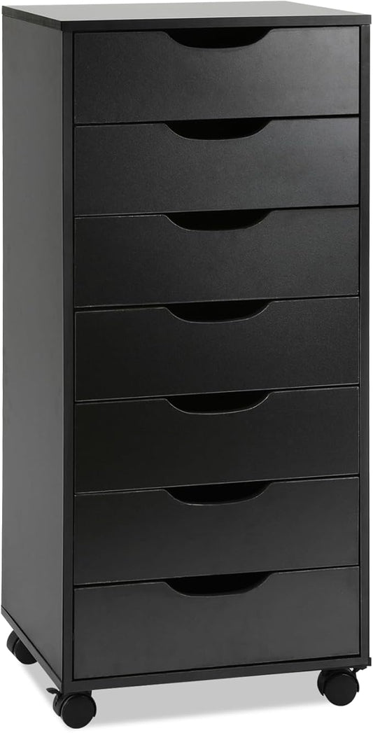 TUSY Vertical File cabinets with Caster Wheels for Home Office Black