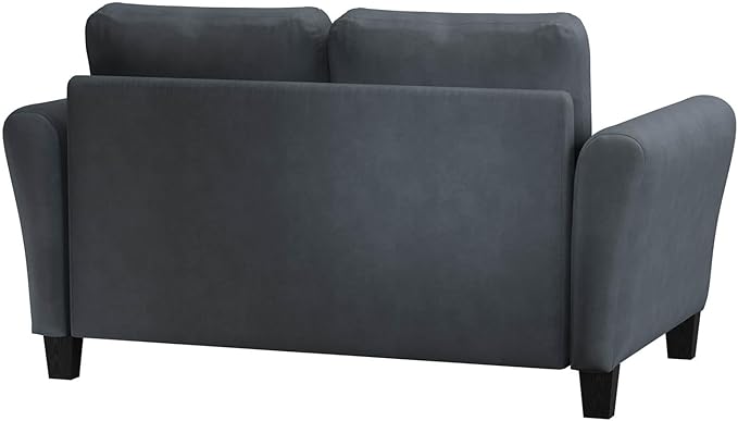 Studio Living Watford 57.9 Loveseat Traditional Style Pocket Coil Comfort Black Legs Microfiber Fabric Dark Gray