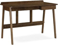 UrbanPro Modern Writing Desk Brown Wood Finish Mid-Century Contemporary Design Slim Profile with Drawer and Shelf Functional Home Office Desk for Small Rooms or Apartments