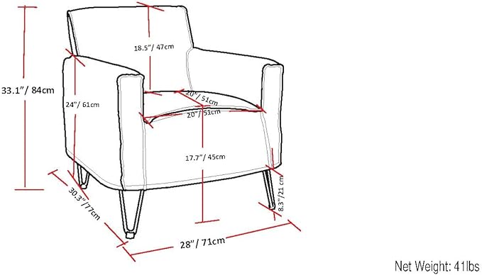 SIMPLIHOME Warren 28 inch Wide Mid Century Modern Accent Chair in Slate Grey Woven Fabric for the living and family room