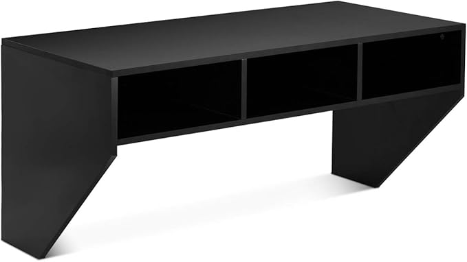 BestComfort Wall Mounted Desk Hutch 42.5inch Floating Laptop Table Writing Desk Home Office Workstation Hanging Computer Desk Modern Floating Console Media Storage Cabinet