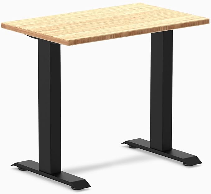 Desky Zero Mini Bamboo Desk 40 x 24 inches Fixed Height Writing Desk with Natural Bamboo Top and Matte Black Steel Frame Compact Office Desk for Home Study or Workstation