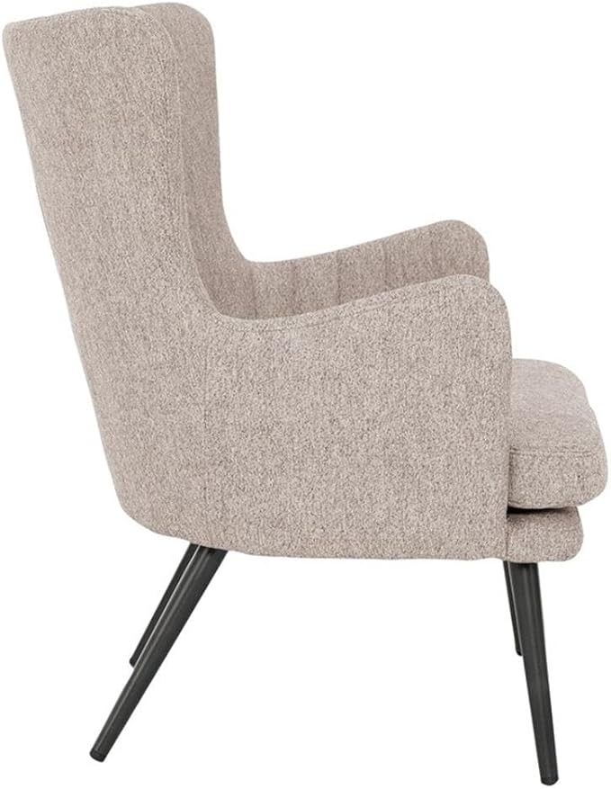 Pemberly Row Accent Chair 28 Wide Cappuccino Fabric Gray Legs Kiln-Dried Hardwood Frame Vertical Channel Tufting Tall Tapered Design Mid-Century Modern Style Living Room or Family Room