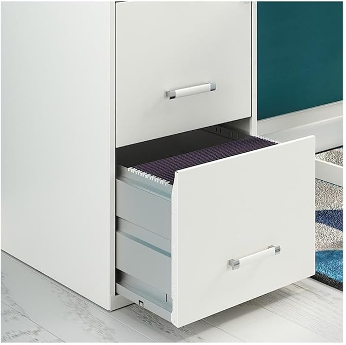 Pemberly Row 18 2-Drawer Mobile Metal Filing Cabinet Yellow Goldfinch Finish Lockable Letter-Size File Storage Smooth Glide Suspension Home or Office Use Compact Design with Casters