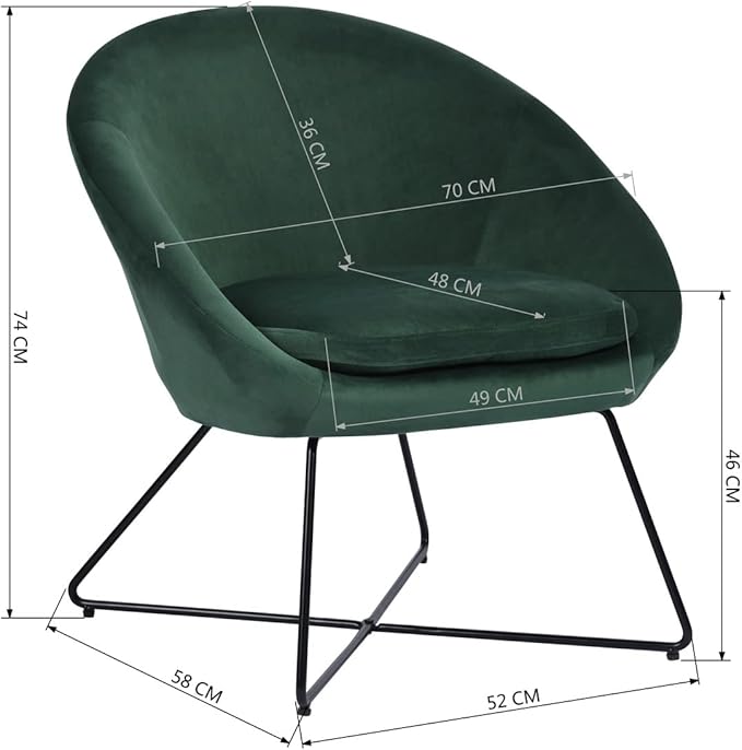 Accent Chair Armchair Fashion Velvet Fabric Upholstery Accent Chairs for Living Room BedroomDark Green