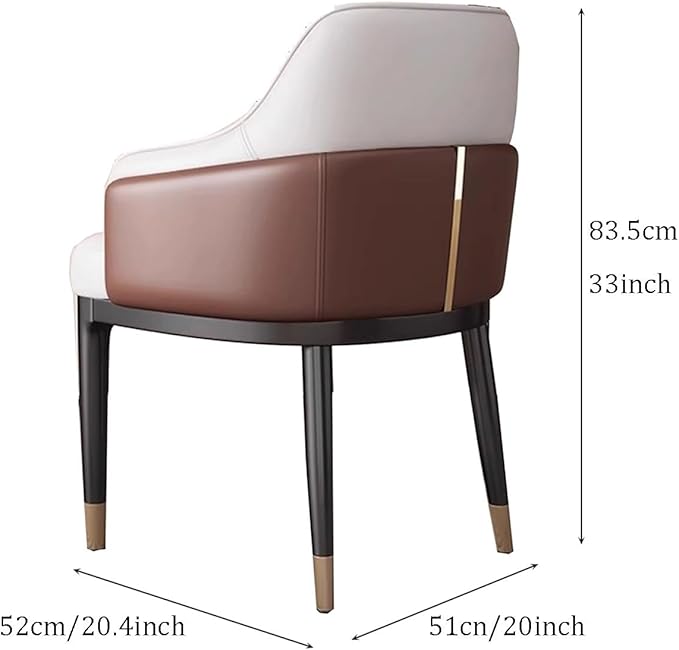 Mid-Century Accent Chairs PU Leather Modern Upholstered Living Room Chair with Ergonomic Backrest Cozy Armchair with Metal Legs for Bedroom Office Cafe(Brown)