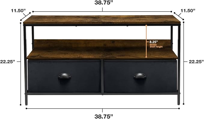 Sorbus TV Stand Dresser with 2 Drawers - Television Riser Chest with Storage - Bedroom Living Room Closet &amp Dorm Furniture