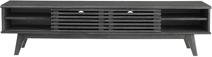 Modway Render Mid-Century Modern Low Profile 70 Inch Media Console TV Stand in Charcoal 70