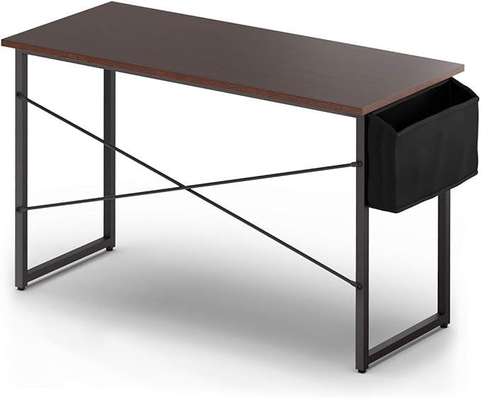 Tangkula Computer Desk with Storage Bag Home Office Writing Study Desk Modern Simple Style Laptop Table (47 Coffee)