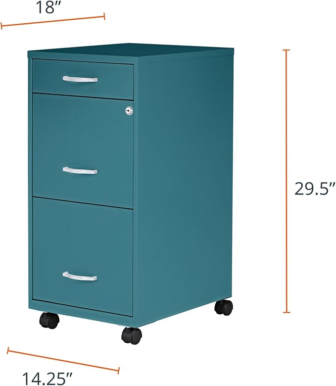 Lorell LYS SOHO Box/File/File Teal Mobile Cabinet 3 Drawer