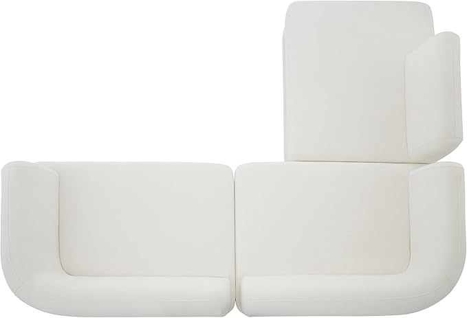 Merax 115 Modern L-Shaped Sectional Sofa with High-Density Fully Compressed Sponge and Chaise Lounge Deep Seating 3-Piece Set Fully Assembled Right Hand Facing for Living Room Lounge Beige