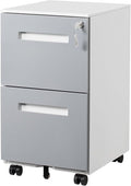 2 Drawer Mobile File Cabinet with Lock &amp Wheel Under Desk Rolling Vertical Filing Cabinet Anti-Tipping Design Metal Storage Cabinet for Legal Letter A4 (Gray)