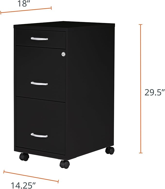 Lorell LYS SOHO Box/File/File 3-Drawer Mobile File Cabinet Black