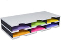 Ultimate Office TierDrop Desktop Organizer Document Forms Mail and Classroom Sorter with Optional Add-On Tiers for Easy Expansion (Gray w/Black 6-Compartment Unit)
