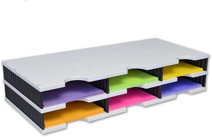 Ultimate Office TierDrop Desktop Organizer Document Forms Mail and Classroom Sorter with Optional Add-On Tiers for Easy Expansion (Gray w/Black 6-Compartment Unit)