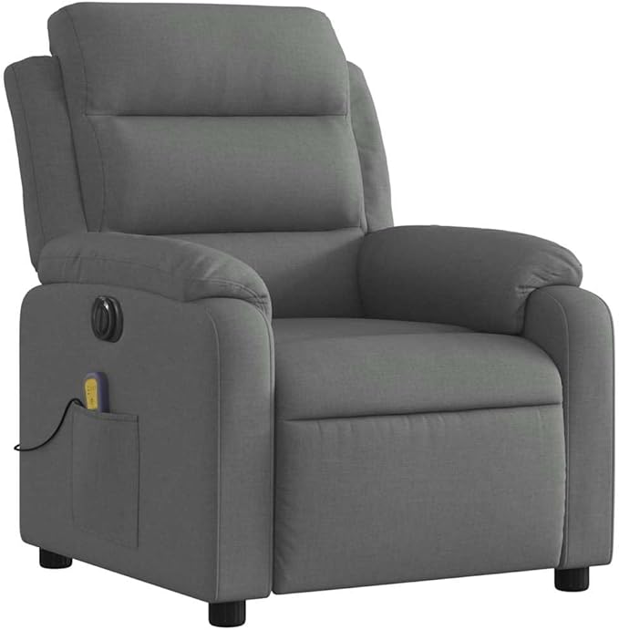vidaXL Electric Massage Recliner Chair with Vibration-6 Points Fabric Covered Automatic Adjusting Footrest/Backrest in Dark Gray