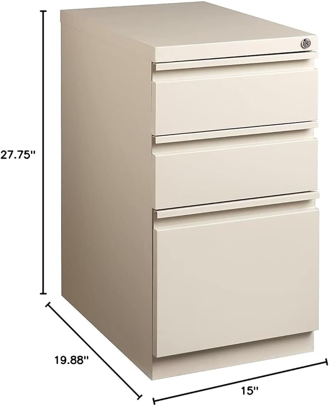 STAPLES Mobile Pedestal File Cabinet with Wheels 3-Drawer Putty