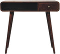 Solid Wood Curved Walnut Writing Desk - Computer Desk for Home Office with Storage