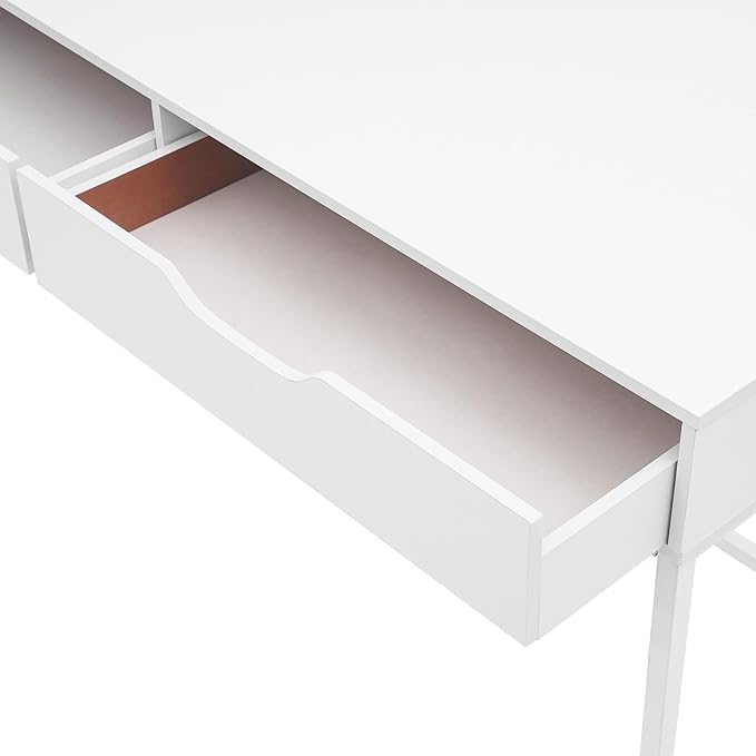 Small Computer Desk W/2 Wooden DrawersVanity Desks for Home Office with Storage Writing Work Kids Study Desk Table Space-Saving Design 47 * 19.7 * 29.5in