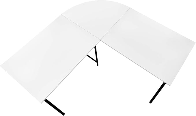 Computer Desk Home Office Corner 55 l L Shape Work Laptop White Laminate Black Metal Contemporary Modern