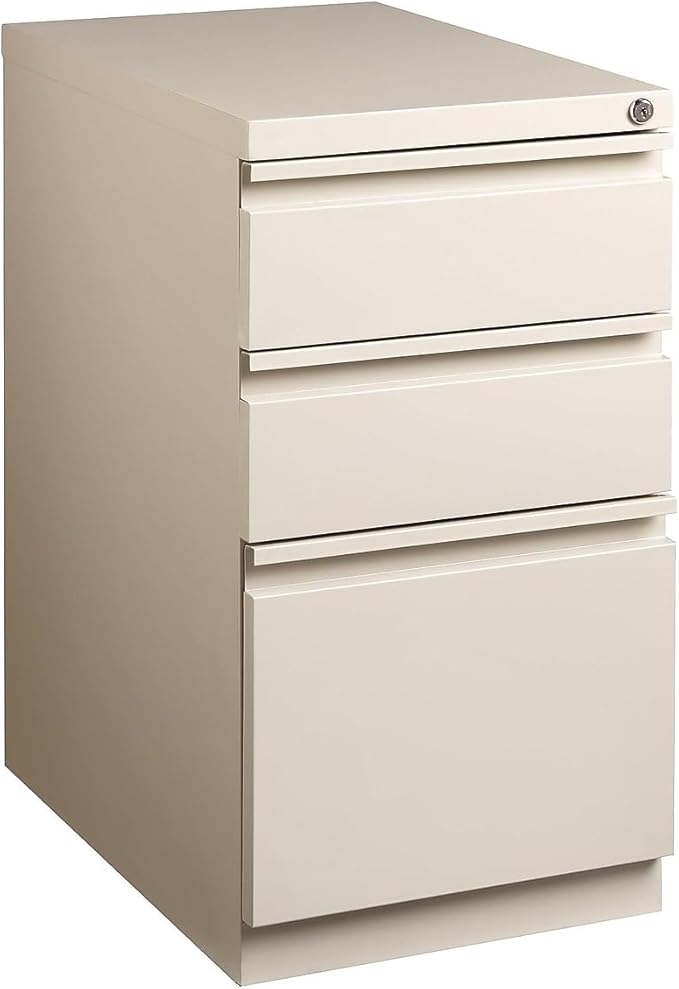 STAPLES Mobile Pedestal File Cabinet with Wheels 3-Drawer Putty