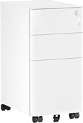 YITAHOME 3-Drawer Mobile File Cabinet Lockable Filing Cabinet for Home Office Pre-Assembled Office Storage Cabinet for A4/Letter/Legal White
