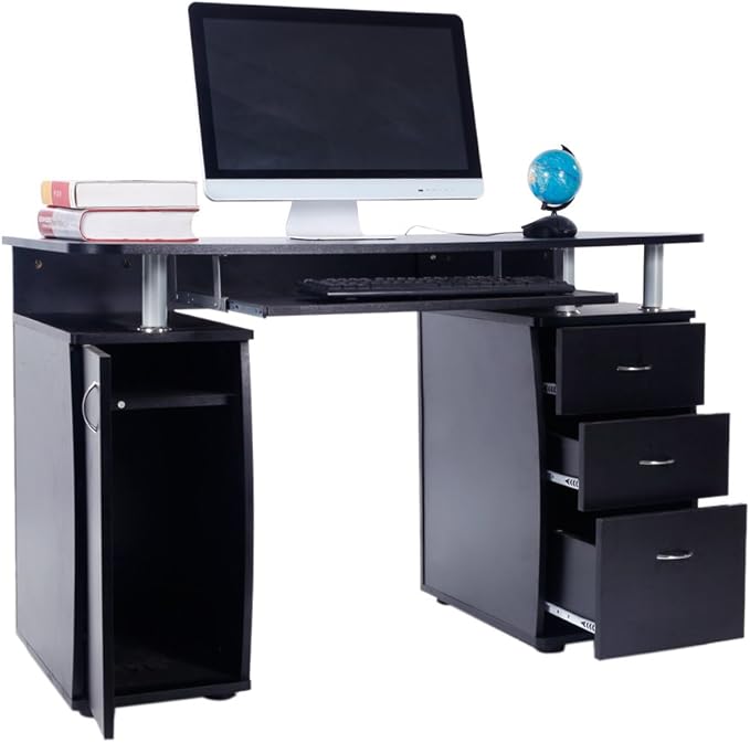 Computer DeskComputer Writing Desk with 1 Door &amp 3 DrawersHome Office Study DeskStudy Writing Desk for Bedroom Workstation