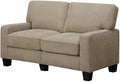 Pemberly Row Modern Fabric Loveseat 61 Wide Silica Sand Beige Finish Hardwood Frame 2 Pillows Memory Foam Cushions Small Living Spaces or Office Sofa Tool-Free Assembly