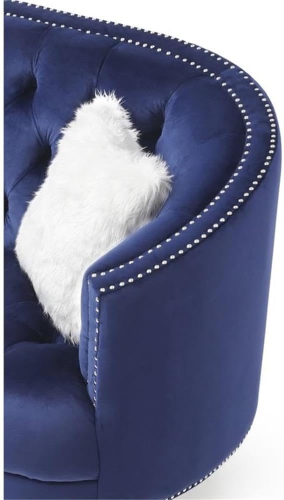 Glory Furniture Dania Velvet Upholstered Loveseat in Blue