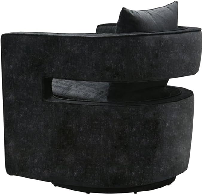 MAKLAINE 17.8 Velvet Swivel Accent Chair Black Finish Solid Wood Frame Stainless Steel Base Plush Foam Upholstered Seating Transitional Style for Living Room or Office