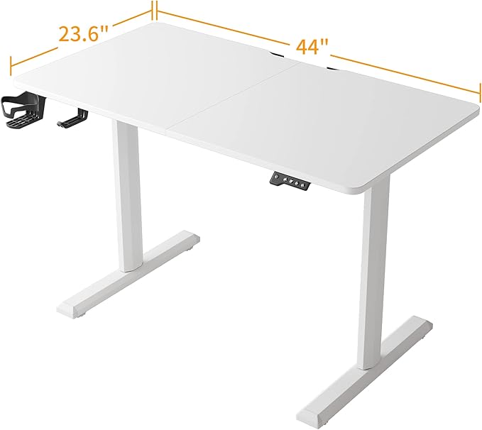 FEZIBO 44 x 24 Inches Standing Desk Height Adjustable Electric Standing Desk Stand up Table Sit Stand Home Office Desk with Splice Board White