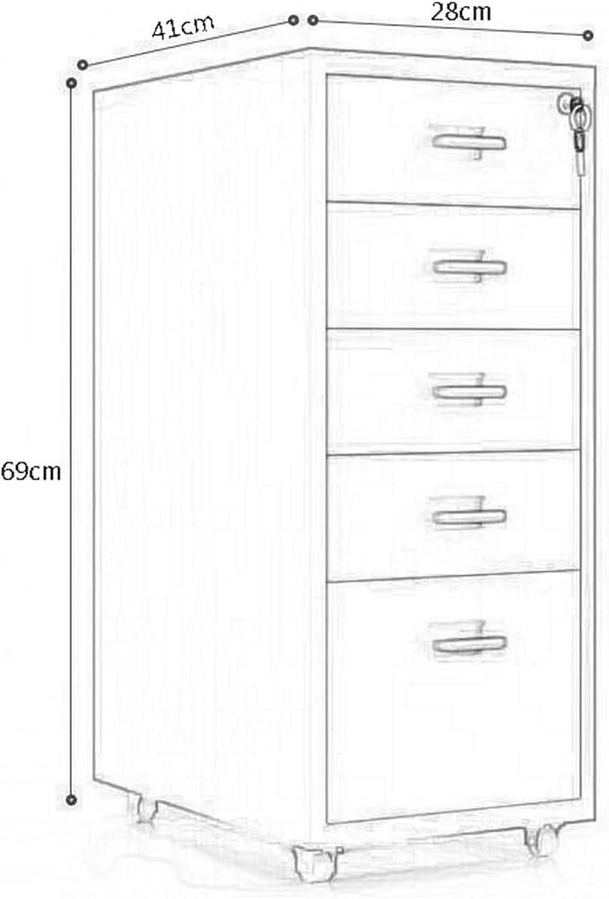 File Cabinet Under Desk Locking Mobile Drawer Cabinet 3/5 /6/8 Storage Cabinet Data Filing Cabinet (Color : Black Size : 5F)
