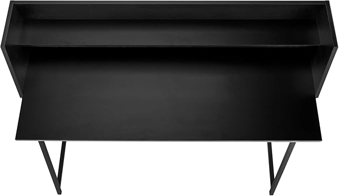 Computer Desk Home Office Laptop Storage Shelves 48 l Work Black Laminate Black Metal Contemporary Modern