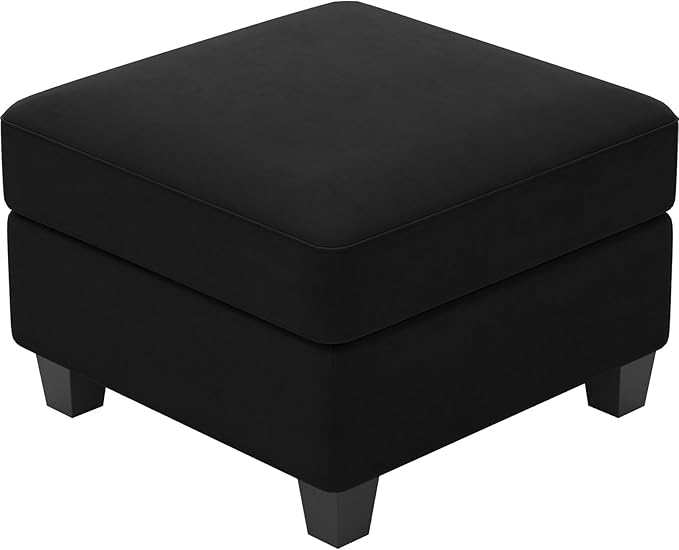 Belffin Modular Sofa Storage Ottoman Module for Velvet Piping Modular Sectoinal Couch Square Ottoman Footrest Black