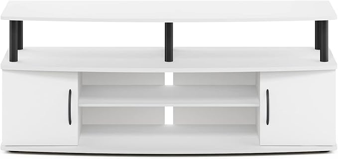 Furinno Jaya Entertainment Center Stand Unit/TV Desk for up to 55 inch White/Black