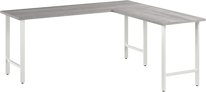 Bush Business Furniture Hustle 72W x 24D L Shaped Computer Desk with Metal Legs in Platinum Gray/White Modular Corner Table for Home and Professional Office