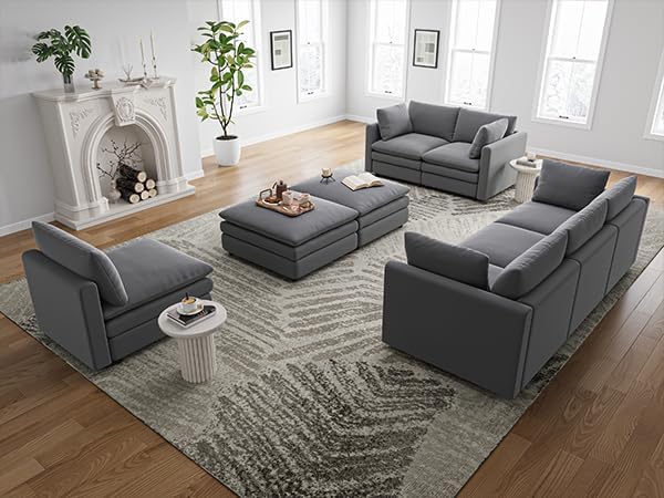 Cloud Couches for Living Room L Shaped Sectional Couch with Ottoman Deep Plush 4 Seats Sofa Modern Sofa for Apartment